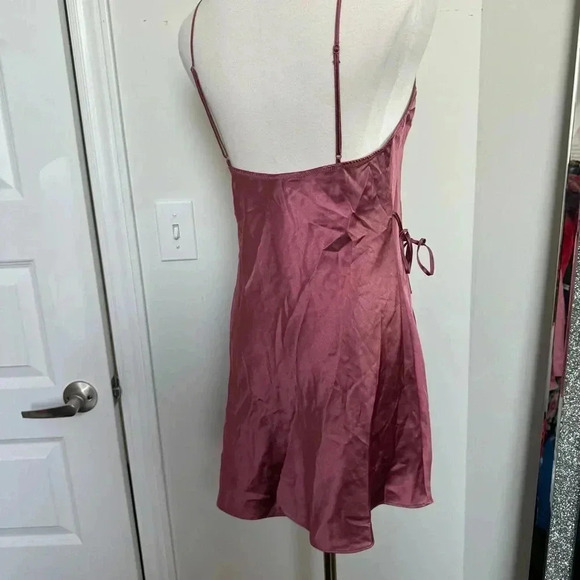 La  Senza Burgundy Lace Trim Satin Chemise Slip Dress S - Picture 5 of 6